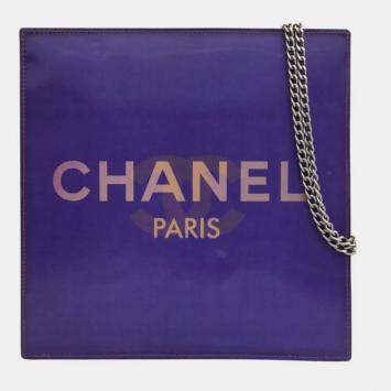 Pre Owned Chanel Purple Hologram Vinyl Square Chain Tote