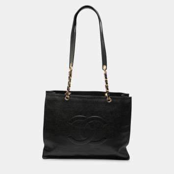 Pre Owned Chanel Black CC Caviar Tote