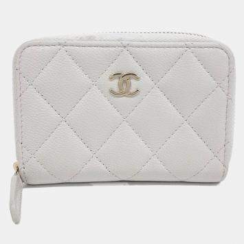 Pre Owned Chanel Grey Leather Caviar Card Holder