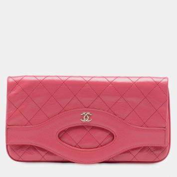 Pre Owned Chanel Pink Crumpled Calfskin 31 Clutch