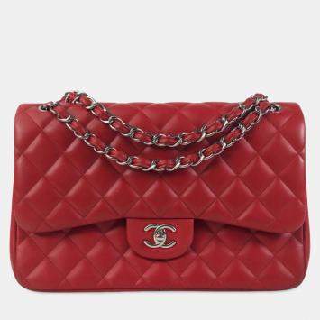 مملوكة مسبقًا Chanel Red Jumbo Classic Lambskin Double Flap