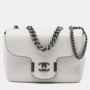 Pre Owned Chanel White Paris-Greece Calfskin Archi Chic Flap