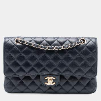 Pre Owned Chanel Blue Medium Classic Caviar Double Flap