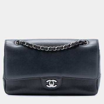 Pre Owned Chanel Black Medium Smooth Calfskin Pure Double Flap