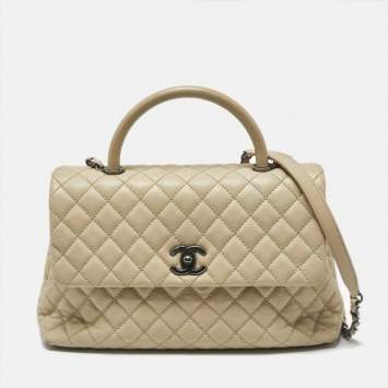 Pre Owned حقيبة شانيل كوكو جلد نقشة السحلية وجلد كافيار أحمر/ رصاصي متوسطة بيد علوية