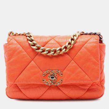 مملوكة مسبقًا Chanel Orange Medium Lambskin 19 Flap