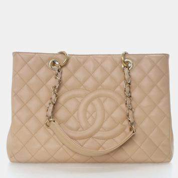 Pre Owned حقيبة يد توتس شانيل غراند كافيار شوبنغ