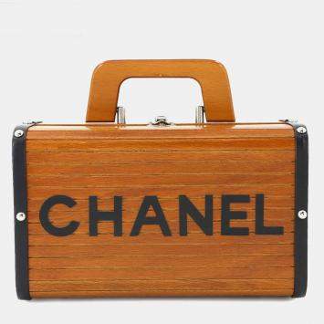 مملوكة مسبقًا Chanel Wood Brown/Black Leather Vanity Handbag