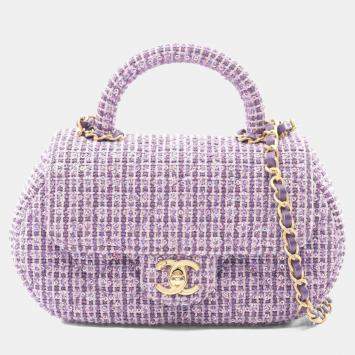 مملوكة مسبقًا Chanel Matelasse Top Handle Shoulder Bag Fabric Purple