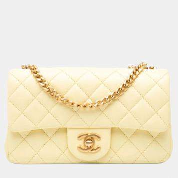 مملوكة مسبقًا Chanel Mini Matelasse 20 Chain Shoulder Bag Yellow Lambskin