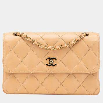 مملوكة مسبقًا Chanel Wild Stitch Coco Mark Chain Shoulder Bag In Beige Calfskin