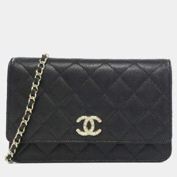 Pre Owned Chanel Black Leather Wallet