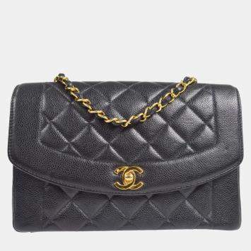 مملوكة مسبقًا Chanel Black Calfskin Medium Diana Chain Shoulder Bag