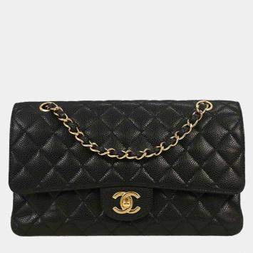 مملوكة مسبقًا Chanel Black Calfskin Medium Classic Double Flap Shoulder Bag