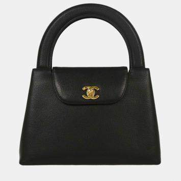 Pre Owned Chanel Black Calfskin Handbag