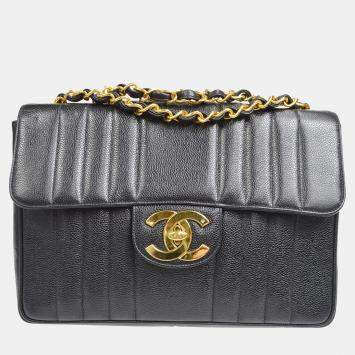 مملوكة مسبقًا Chanel Black Calfskin Mademoiselle Jumbo Classic Flap Bag