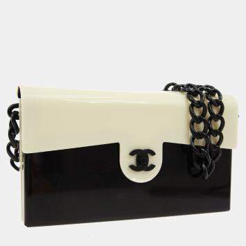 Pre Owned Chanel Black White Acrylic Shoulder Bag