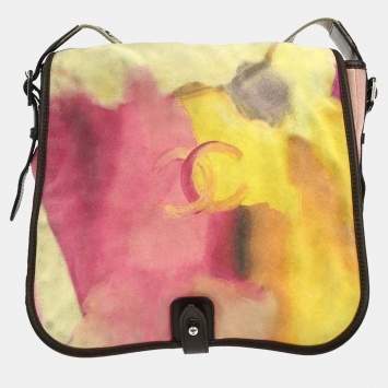 Pre Owned حقيبة كتف شانيل شامواه صفراء قلاب