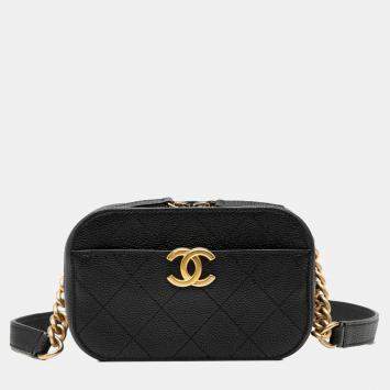 Pre Owned Chanel Black CC Stitched Caviar Chic Affinity Belt Bag