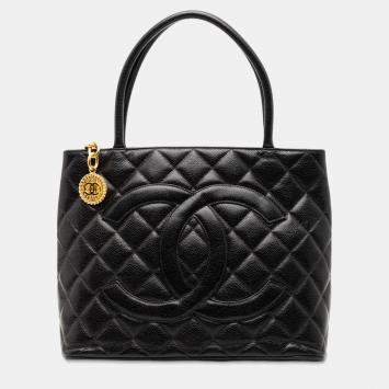 Pre Owned Chanel Black Caviar Medallion Tote