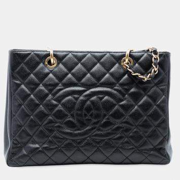 Pre Owned Chanel Black Caviar Grand Shopping Tote