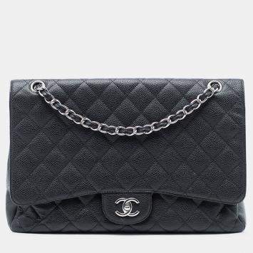 Pre Owned Chanel Black Maxi Classic Caviar Single Flap