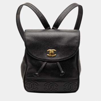 مملوكة مسبقًا Chanel Black Caviar Triple CC Backpack