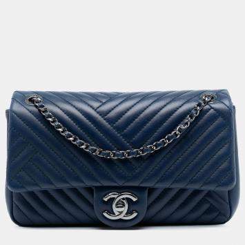 Pre Owned Chanel Blue Small Lambskin CC Crossing Flap