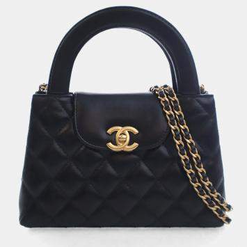 Pre Owned Chanel Nano Black Calfskin Kelly Shopper
