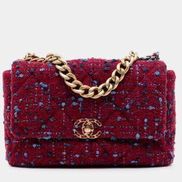 مملوكة مسبقًا Chanel Purple Large Tweed 19 Flap