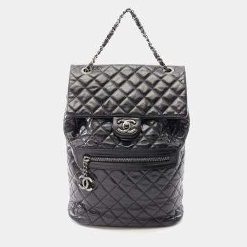 Pre Owned Chanel Matelasse Backpack Leather Black