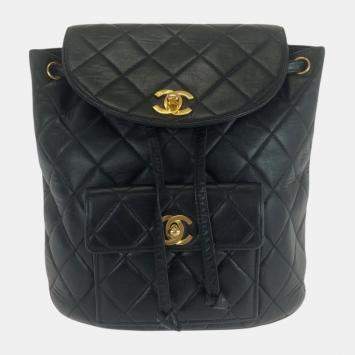 مملوكة مسبقًا Chanel Matelasse Coco Mark Black Lambskin Backpack