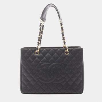 مملوكة مسبقًا حقيبة شانيل ماتيللس جراند شوبينغ جلد عجل كافيار محبب أسود