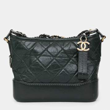 Pre Owned Chanel Green Aged Leather Small Gabrielle Crossbody