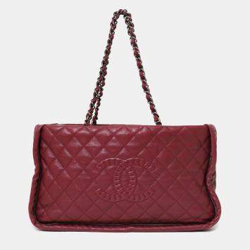 Pre Owned Chanel 2011-12 Burgundy Quilted Leather CC Chain Tote