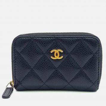 Pre Owned Chanel Black Leather Caviar Card Holder