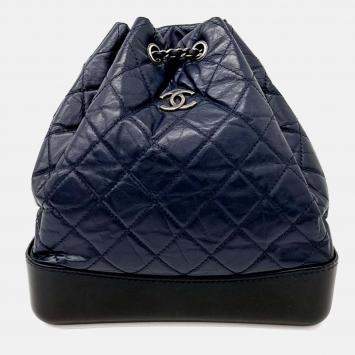 مملوكة مسبقًا Chanel Navy Blue Leather Gabrielle Backpack Medium