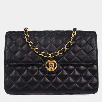 Pre Owned Chanel Navy Lambskin Shoulder Bag