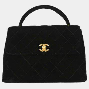 Pre Owned Chanel Black Velvet Handbag