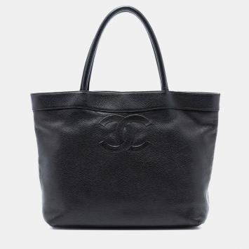 Pre Owned Chanel Black CC Caviar Open Tote