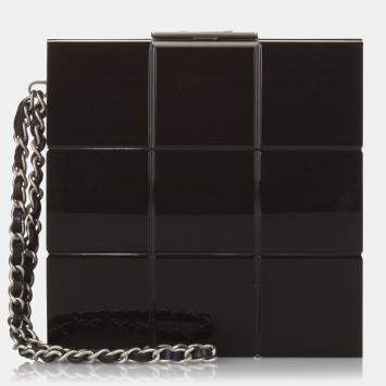 مملوكة مسبقًا Chanel Black Choco Bar Lucite Perspex Clutch
