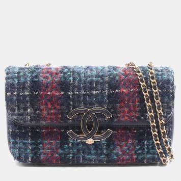 Pre Owned Chanel Tweed Multicolor CC Flap Bag