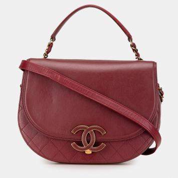 مملوكة مسبقًا Chanel Red Medium Calfskin Coco Curve Flap