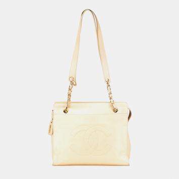 Pre Owned Chanel Brown CC Lambskin Chain Tote