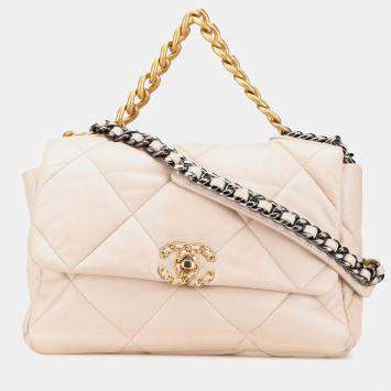 Pre Owned Chanel Brown Large Lambskin 19 Flap