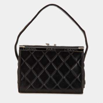 مملوكة مسبقًا Chanel Black Quilted Lambskin Leather Box Bag