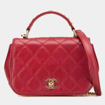 مملوكة مسبقًا Chanel Red Mini Quilted Caviar Carry Around Flap