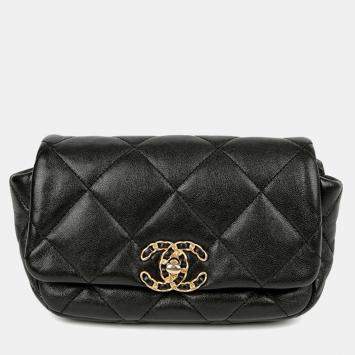 مملوكة مسبقًا Chanel 19 Black Leather Belt Bag