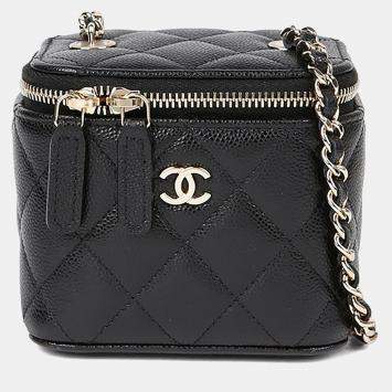 مملوكة مسبقًا Chanel Classic Mini Black Caviar Leather Vanity Bag