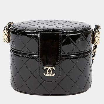 Pre Owned Chanel Black Leather Mini Vanity Crossbody Bag